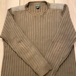 Eddie Bauer Khaki Crewneck Sweater with Ribbed Knit